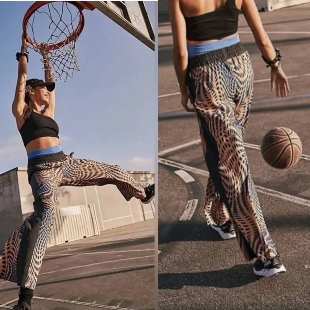 Free People Movement Heat Wave Wide Leg Zip Pants Daisy Chain S - Picture 1 of 12